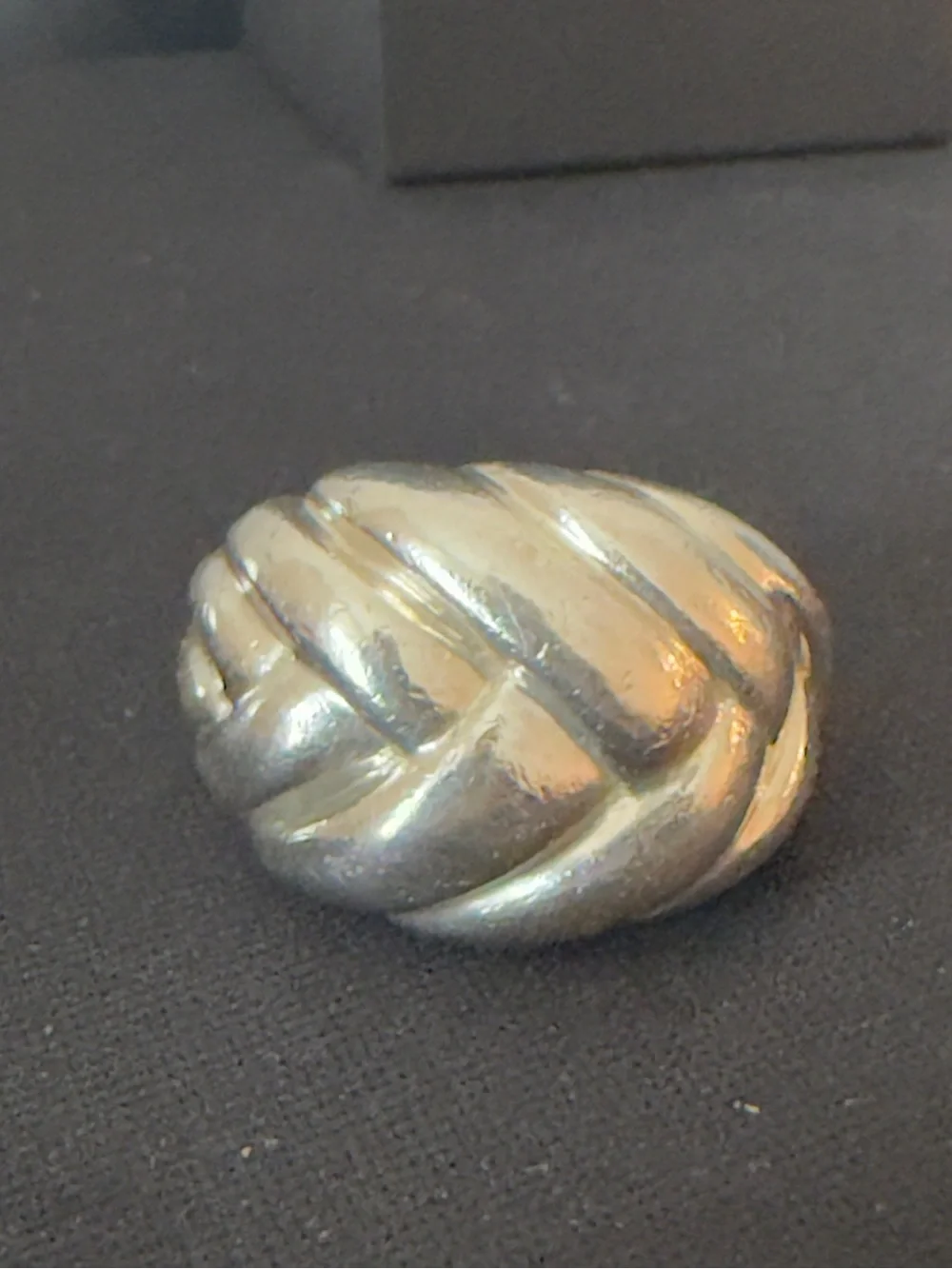 Heavy 925 Sterling Silver Braided Puffed Dome Ring